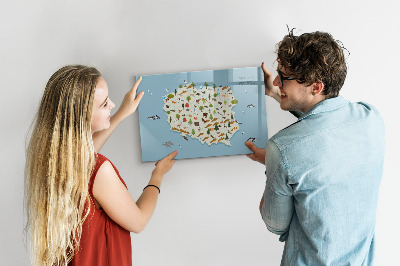Magnetická popisovateľná tabuľa Mapa prírody Poľska s miestami na fotografie