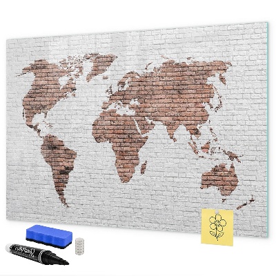 Magnetická popisovateľná tabuľa Mapa sveta s miestami fotenia