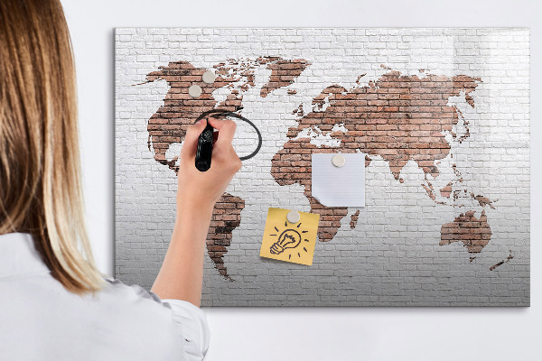 Magnetická popisovateľná tabuľa Mapa sveta s miestami fotenia