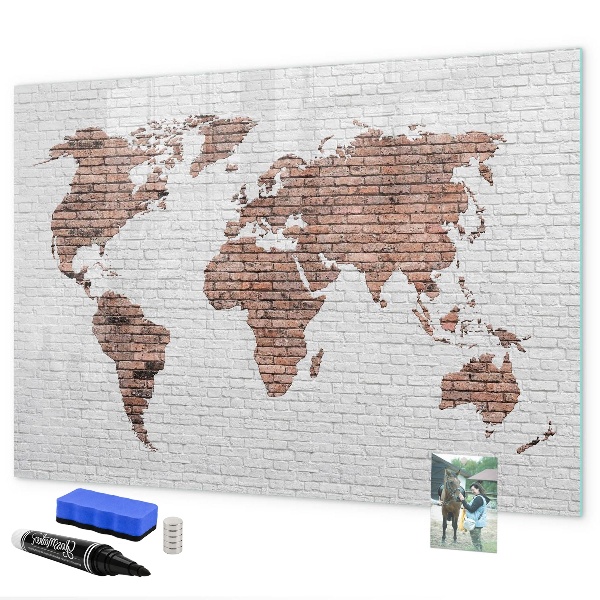 Magnetická popisovateľná tabuľa Mapa sveta s miestami fotenia