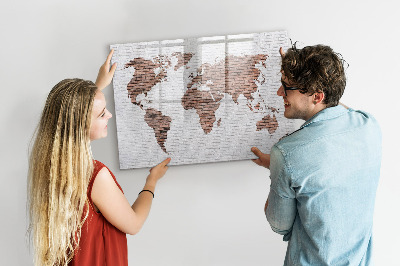 Magnetická popisovateľná tabuľa Mapa sveta s miestami fotenia