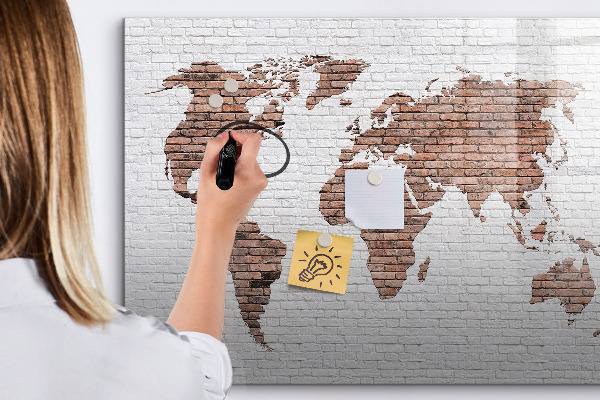Magnetická popisovateľná tabuľa Mapa sveta s miestami fotenia