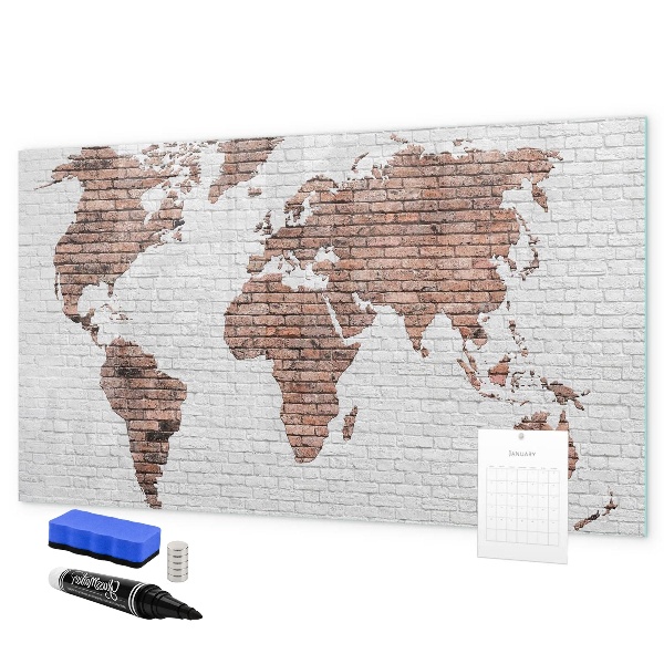 Magnetická popisovateľná tabuľa Mapa sveta s miestami fotenia