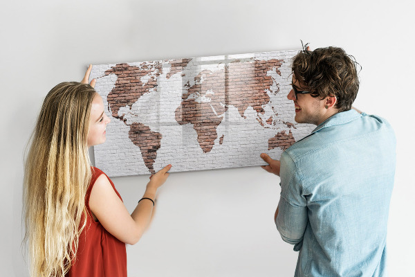 Magnetická popisovateľná tabuľa Mapa sveta s miestami fotenia