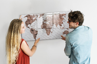 Magnetická popisovateľná tabuľa Mapa sveta s miestami fotenia