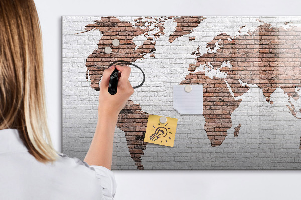 Magnetická popisovateľná tabuľa Mapa sveta s miestami fotenia