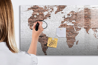 Magnetická popisovateľná tabuľa Mapa sveta s miestami fotenia