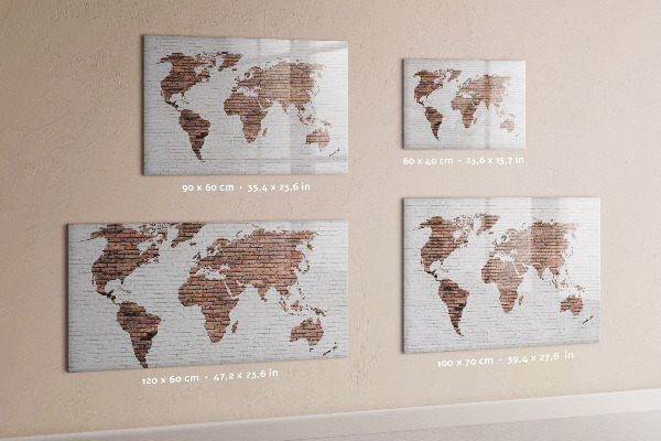 Magnetická popisovateľná tabuľa Mapa sveta s miestami fotenia
