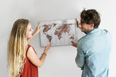 Magnetická popisovateľná tabuľa Mapa sveta s miestami fotenia