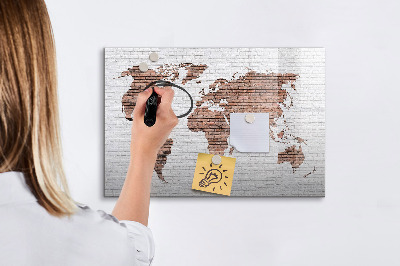 Magnetická popisovateľná tabuľa Mapa sveta s miestami fotenia