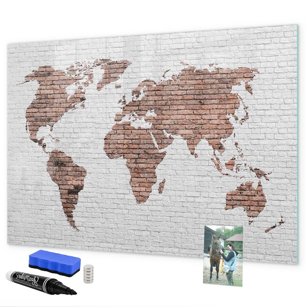 Magnetická popisovateľná tabuľa Mapa sveta s miestami fotenia