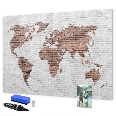 Magnetická popisovateľná tabuľa Mapa sveta s miestami fotenia