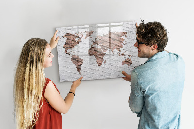 Magnetická popisovateľná tabuľa Mapa sveta s miestami fotenia