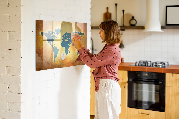 Kresliaca magnetická tabuľa Mapa sveta s priestorom na fotografie