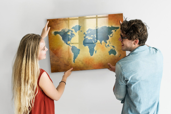 Kresliaca magnetická tabuľa Mapa sveta s priestorom na fotografie