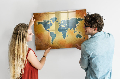 Kresliaca magnetická tabuľa Mapa sveta s priestorom na fotografie