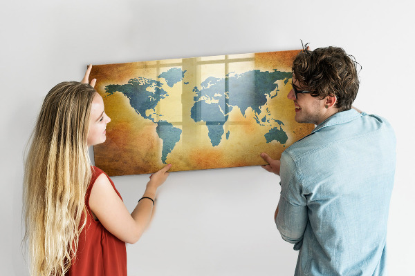 Kresliaca magnetická tabuľa Mapa sveta s priestorom na fotografie