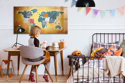 Kresliaca magnetická tabuľa Mapa sveta s priestorom na fotografie