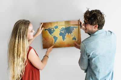 Kresliaca magnetická tabuľa Mapa sveta s priestorom na fotografie
