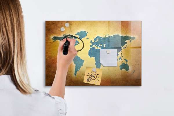 Kresliaca magnetická tabuľa Mapa sveta s priestorom na fotografie