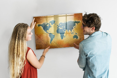 Kresliaca magnetická tabuľa Mapa sveta s priestorom na fotografie
