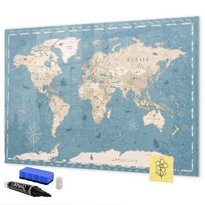Kresliaca magnetická tabuľa Mapa sveta s osobnými spomienkami