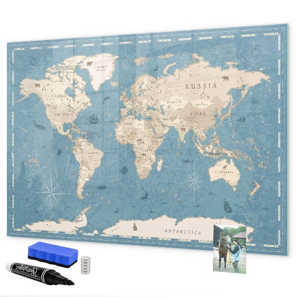 Kresliaca magnetická tabuľa Mapa sveta s osobnými spomienkami