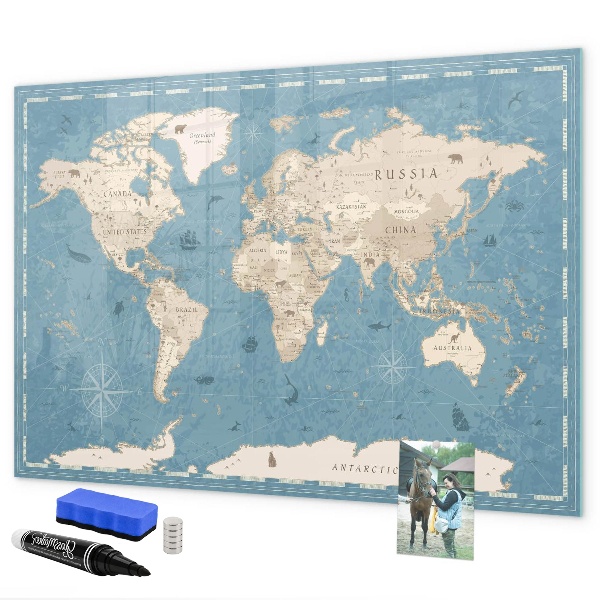 Kresliaca magnetická tabuľa Mapa sveta s osobnými spomienkami