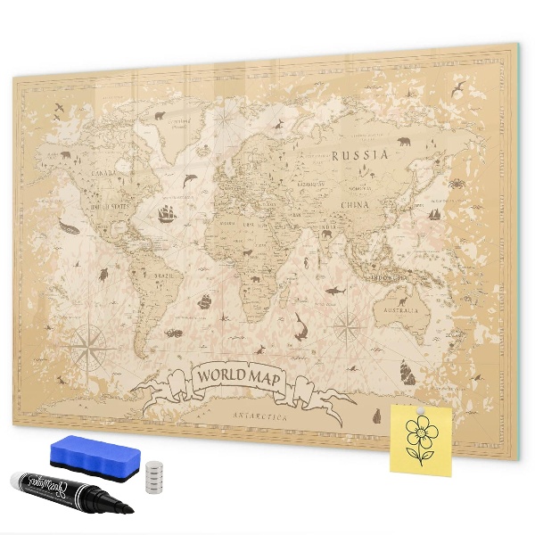 Magnetická popisovateľná tabuľa Mapa sveta s fotografiami a príslušenstvom