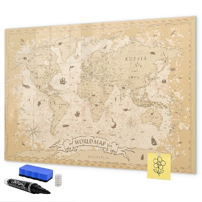Magnetická popisovateľná tabuľa Mapa sveta s fotografiami a príslušenstvom