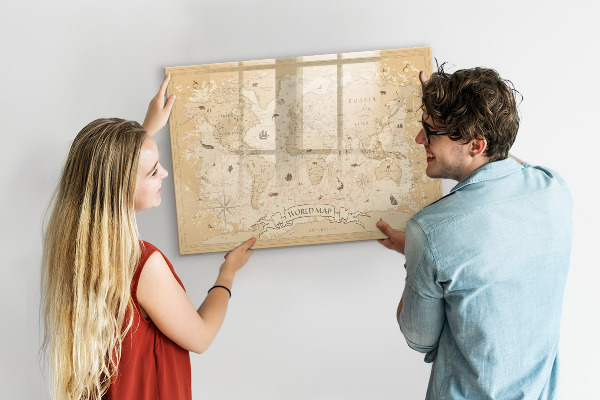 Magnetická popisovateľná tabuľa Mapa sveta s fotografiami a príslušenstvom