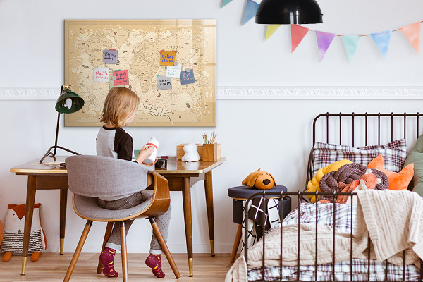 Magnetická popisovateľná tabuľa Mapa sveta s fotografiami a príslušenstvom