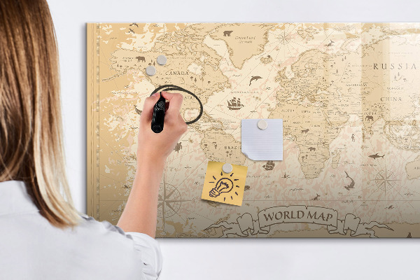 Magnetická popisovateľná tabuľa Mapa sveta s fotografiami a príslušenstvom
