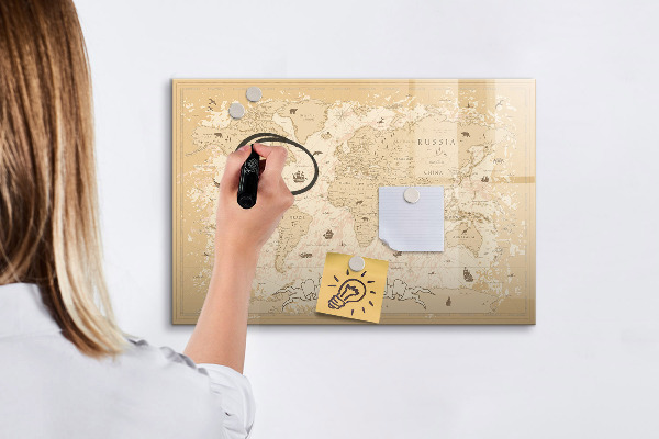 Magnetická popisovateľná tabuľa Mapa sveta s fotografiami a príslušenstvom