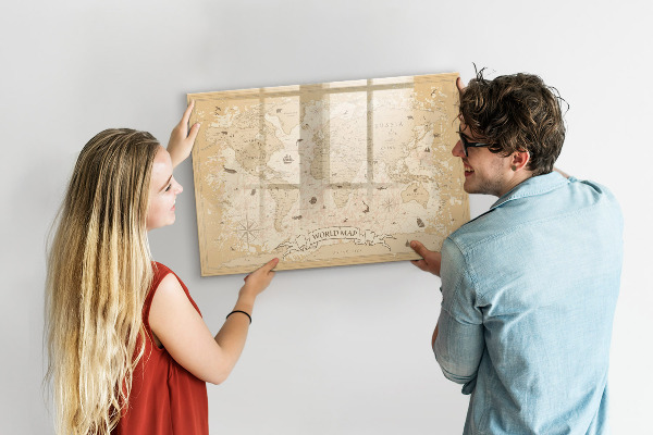 Magnetická popisovateľná tabuľa Mapa sveta s fotografiami a príslušenstvom