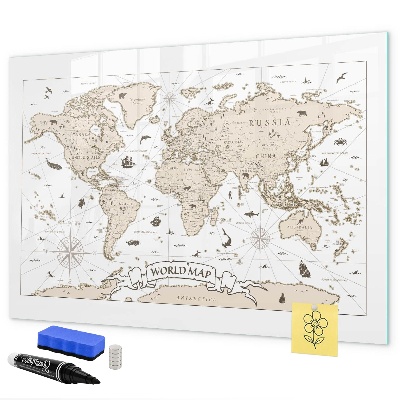 Kresliaca magnetická tabuľa Mapa sveta s miestami fotenia