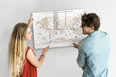Kresliaca magnetická tabuľa Mapa sveta s miestami fotenia