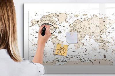Kresliaca magnetická tabuľa Mapa sveta s miestami fotenia