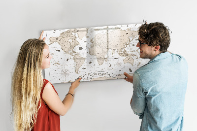 Kresliaca magnetická tabuľa Mapa sveta s miestami fotenia