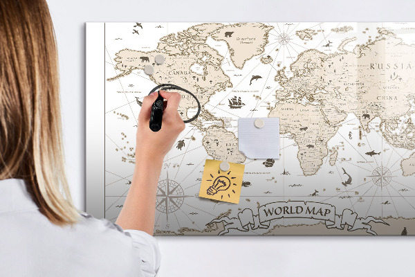 Kresliaca magnetická tabuľa Mapa sveta s miestami fotenia