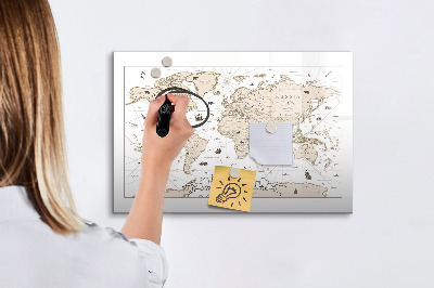 Kresliaca magnetická tabuľa Mapa sveta s miestami fotenia