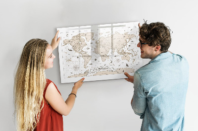 Kresliaca magnetická tabuľa Mapa sveta s miestami fotenia
