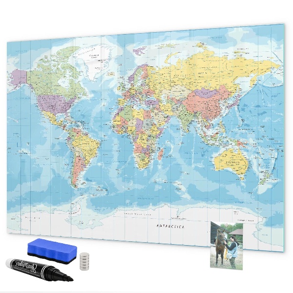 Kresliaca magnetická tabuľa Mapa sveta s osobnými spomienkami
