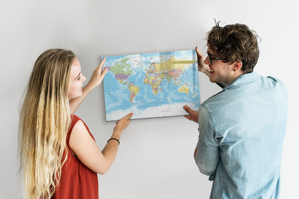 Kresliaca magnetická tabuľa Mapa sveta s osobnými spomienkami