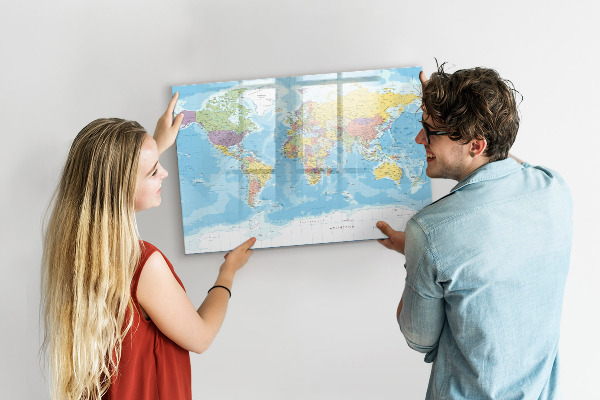 Kresliaca magnetická tabuľa Mapa sveta s osobnými spomienkami