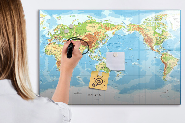 Magnetická popisovateľná tabuľa Mapa sveta s fotografiami a príslušenstvom