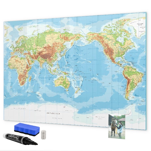 Magnetická popisovateľná tabuľa Mapa sveta s fotografiami a príslušenstvom