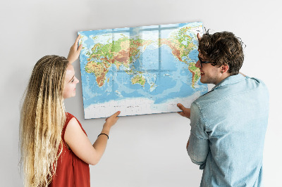 Magnetická popisovateľná tabuľa Mapa sveta s fotografiami a príslušenstvom