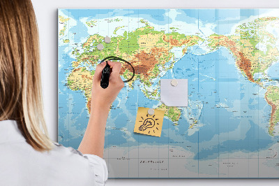 Magnetická popisovateľná tabuľa Mapa sveta s fotografiami a príslušenstvom