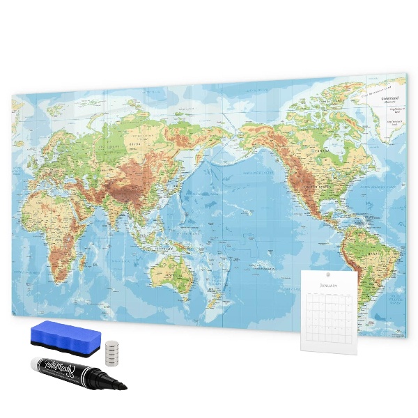 Magnetická popisovateľná tabuľa Mapa sveta s fotografiami a príslušenstvom